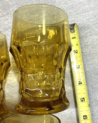 FOUR 4 Honeycomb Tumblers Amber Georgian Viking Anchor Hocking 5″ 10 Ounce