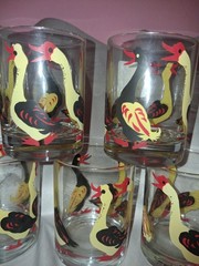 Georges Briard MCM Geese Goose Pattern Lowball Whiskey Rocks Glass 4″ Tall Vtg
