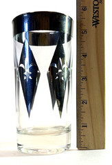 Vintage 4 Dorothy Thorpe Harlequin Diamond Fleur de Lis Drinks Glasses Silver