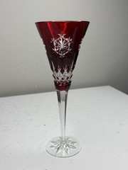 Waterford Snow Crystal Red Fluted Champagne Glass