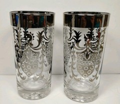 Vintage MCM Kimiko «Guardian Shield» Silver Highball Glasses – Set of 2
