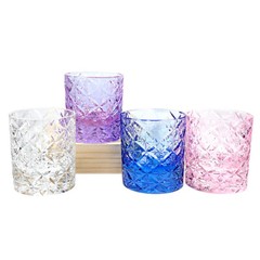 A Set of 4PCS Rock Whiskey Glasses Kiriko Hand Cut Stars Crystal Tumbler 7.5oz