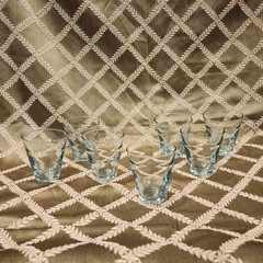 MCM Libbey Glass Aqua Ripple Saturn Optic 3 3/8″ Juice Glasses 4 Oz – Set of 7