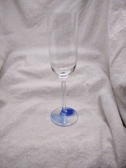 Champagne Flute with Splash of Blue Bottom 8.75 inches tall, 2 inch mouth width