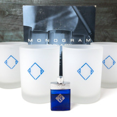 RARE Vintage 80s Ralph Lauren Monogram Cologne & Frosted Glass Tumbler Gift Set