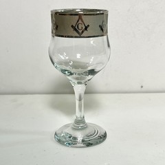 Vintage Platinum Band Free Mason Glassware MCM Wine Glass Secret Society