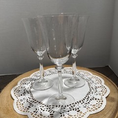 3 Tiffin Romance Etched Crystal Glasses Bohemian Stem Water Goblets 8½»