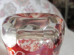 Bohemian Ruby Glass Beaker~Deer & Stag~ Concave Base, Thick Crystal, c.1880