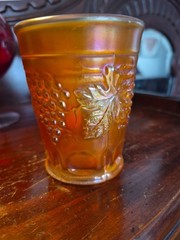 Antique Northwood Marigold Carnival Glass Grape Cable 4″ Tumbler 1909-20