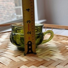 Set of 4 VTG Indiana Glass Kings Crown Avocado Green Cups