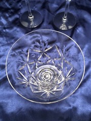 Set Of 3 Cut Crystalware Water/Wine Glasses-Lotus Starburst Design-In XLNT Cond