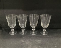 Edinburgh Cut Crystal Water Goblets Wafer Stem Crisscross Set Of 4 Vintage