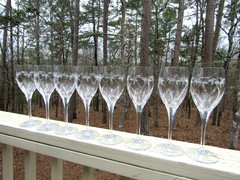 ( 8 ) Mikasa Crystal Floral / Frosted Leaves ZEPHYR / WATER / WINE Glasses / 9″
