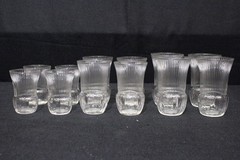 Set of 12 Vintage Blown Depression Glass Clear Ribbed Drinking Tumblers, 3 Sizes