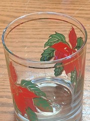 Culver Vintage 4 Christmas Poinsettia with Gold Trim & Frosted Signed High Ball