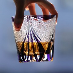 11oz Purple Hand Cut New Crystal Whiskey Glass Tumbler Edo Kiriko Drinkware