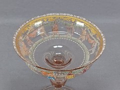 Salviati Venetian Hand Enameled Neoclassical Parade Pink Glass Sherbet A