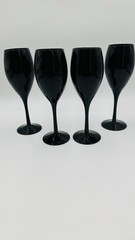 Vintage Set Of 4 Mikasa Crystal Black Elegance Amethyst Wine Glasses 9″