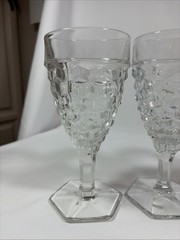 Vtg. Fostoria Wine/Water Goblets Cubist Design Set of 6