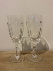 Gorham Crystal Lead 8 3/16” Tall Set Of 2 Water Goblets Signed
