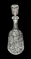 Vintage Bohemian Czech Cut Crystal 13” Decanter w/ Wine Glasses Pinwheel Mint