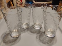 Set of 4 Pasabahce Polka Dots 16oz Clear On Waves Highball Glass 6″ Tumblers