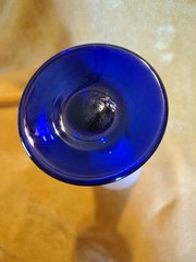 10″ Handblown Murano Glass Filigrana Goblet – Iridescent Cobalt Blue Base