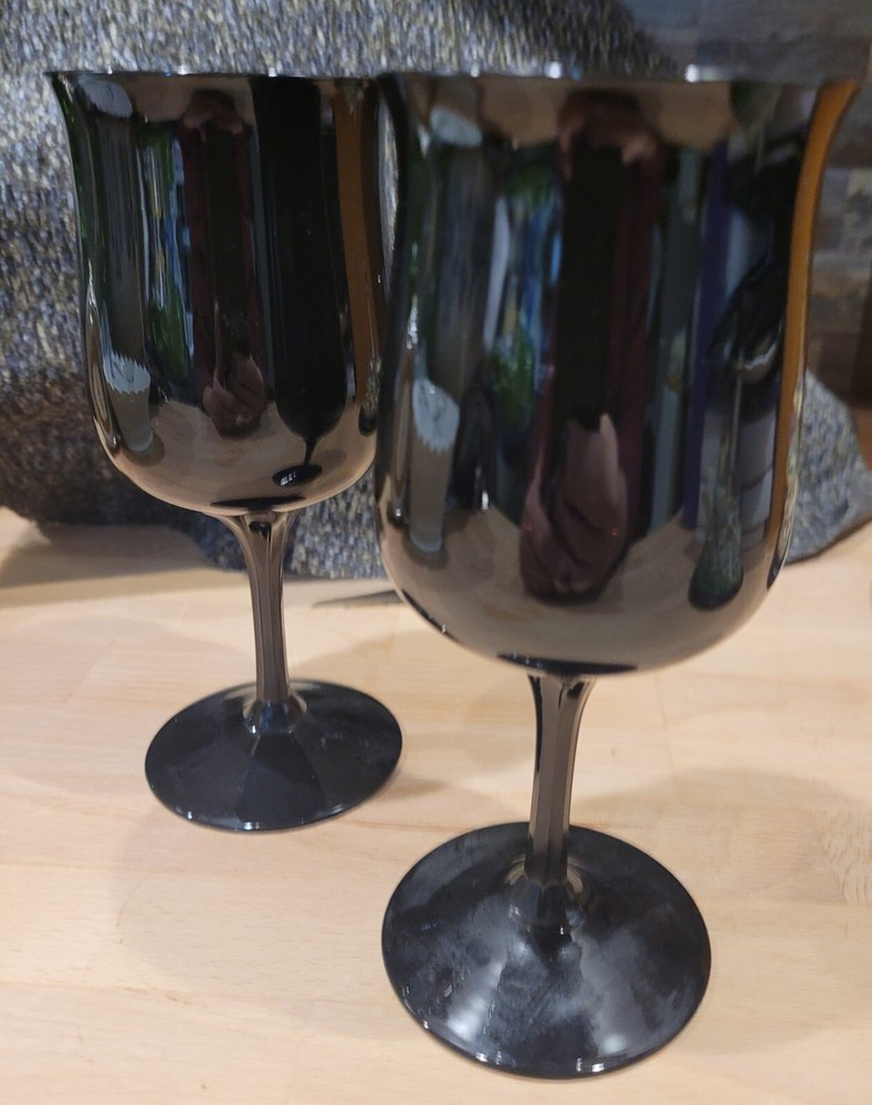 LENOX Black Amethyst MIDNIGHT MOOD 7 1/8″ Water Goblets Pair