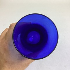 Vintage Cobalt Blue Tumbler Drinking Glass W/ Weighted Round Base