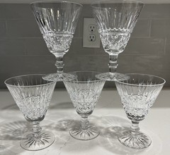 x5 Retired Vintage Waterford Tramore Water Goblets Glasses 5-5/8″ MINT