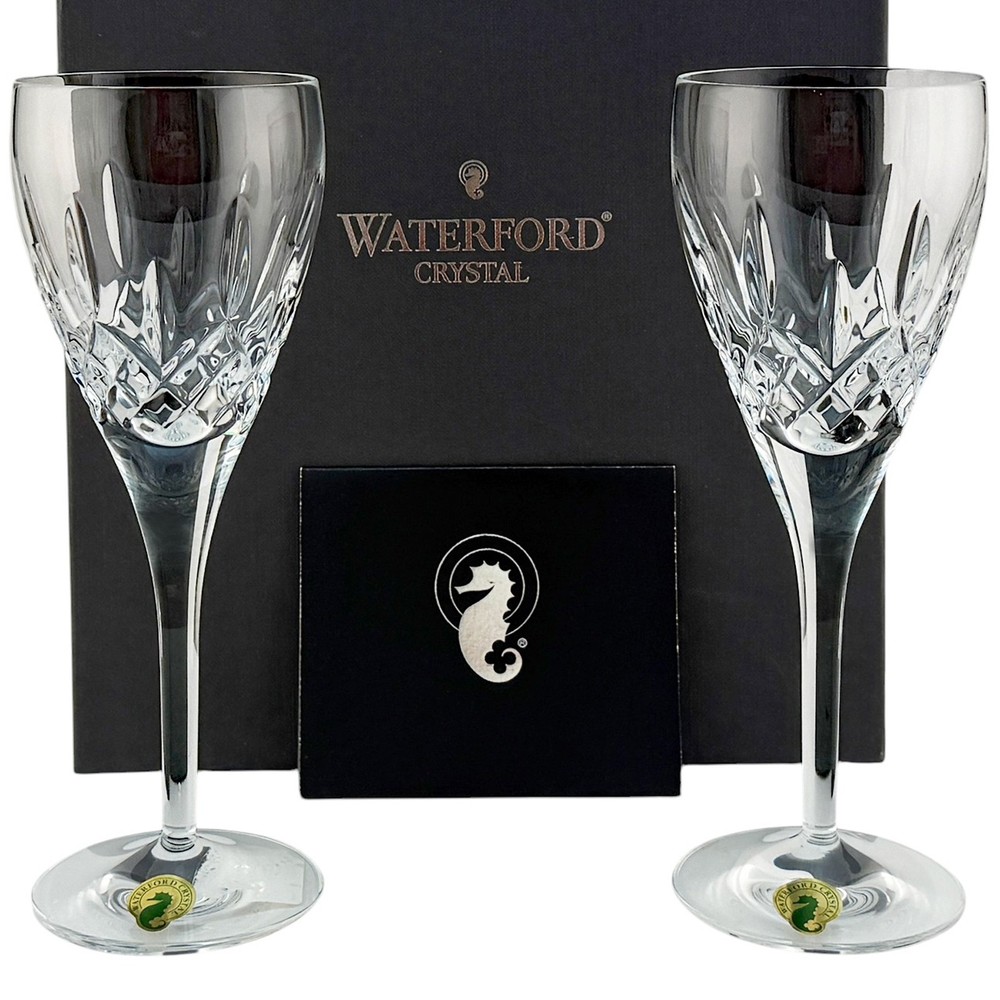 Waterford Crystal LISMORE Nouveau Wine Glass Pair 8 1/2″ 9 ounce NEW