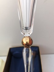 PAIR Godiva France 10″ Crystal Champagne Flute Glasses 24K Gold Trim Gilt 2000