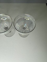 Set Of Four Coup Champagne Glasses Irredescent Vertical Optic / See Pics