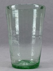 Vintage Continental Stiegel Style Reproduction Engraved Ship Pontiled Flip Glass