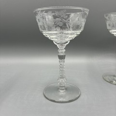 Set Of 5 Vintage Libby Rock Sharp Etched Dessert/Sherbet Glasses