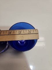 2 Block Cobalt Blue Bubble Bottom Old Fashioned Lowball Glasses