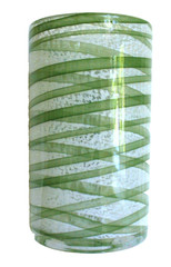 Green&White~THICK WALL~Heavy~SWIRLED~5.75″ x 3.25″~Tumbler~ART GLASS~Barware~EC