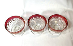 Tiffin Franciscan King’s Crown Champagne Coupe X3 Cranberry Ruby Flashed Glass