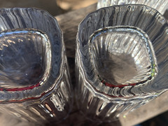 Set-8 Vtg Crystal D Arques Durand Tumbler Ribbed Square 4oz Flat Quadrille 4.5″