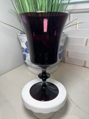Vintage Royal Crystal Poland Amethyst Purple Wine Glass colored stemware