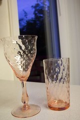 Fry Crystal Pink Elegant Glass Diamond Optic 10 oz. Flat Tumbler FREE SHIPPING