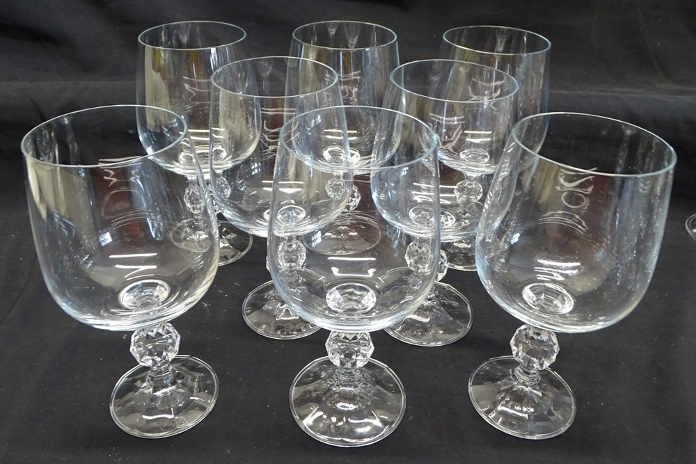Bohemia Czechoslovakia Set of 8 Water Goblets – Golf Ball Stem