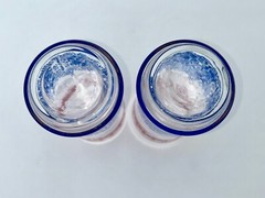 Libbey Red White Blue Lace Pattern Tall Drinking Glasses Set Of 2.