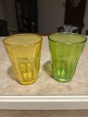 2Vintage Palaks Jewel Tone Color Juice Glasses Yellow Green