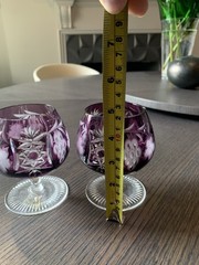 2 (pair) Lead Crystal Colored Glass Cut-To-Clear Goblets Glasses Amethyst NWT