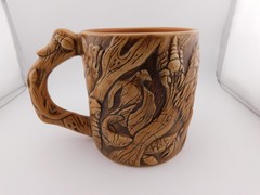 Disney Parks Animal Kingdom Mug 3D Tree of Life Carved Wood Jungle Animal Coffee