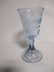 Vintage Ice Blue Last Supper Chalice Goblet Indiana Glass