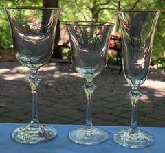 Set of FOUR Oneida Tosca Gold Elegant Glass Water Goblets Bavaria