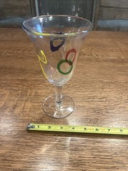 Hand Blown Glass Goblet With Colored Circles