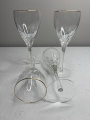 Lenox Crystal Firelight Gold Water Glasses Panel Cut 8 5/8 T set of 4